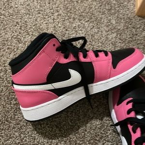 Pink and black Nike air jordan mid worn once